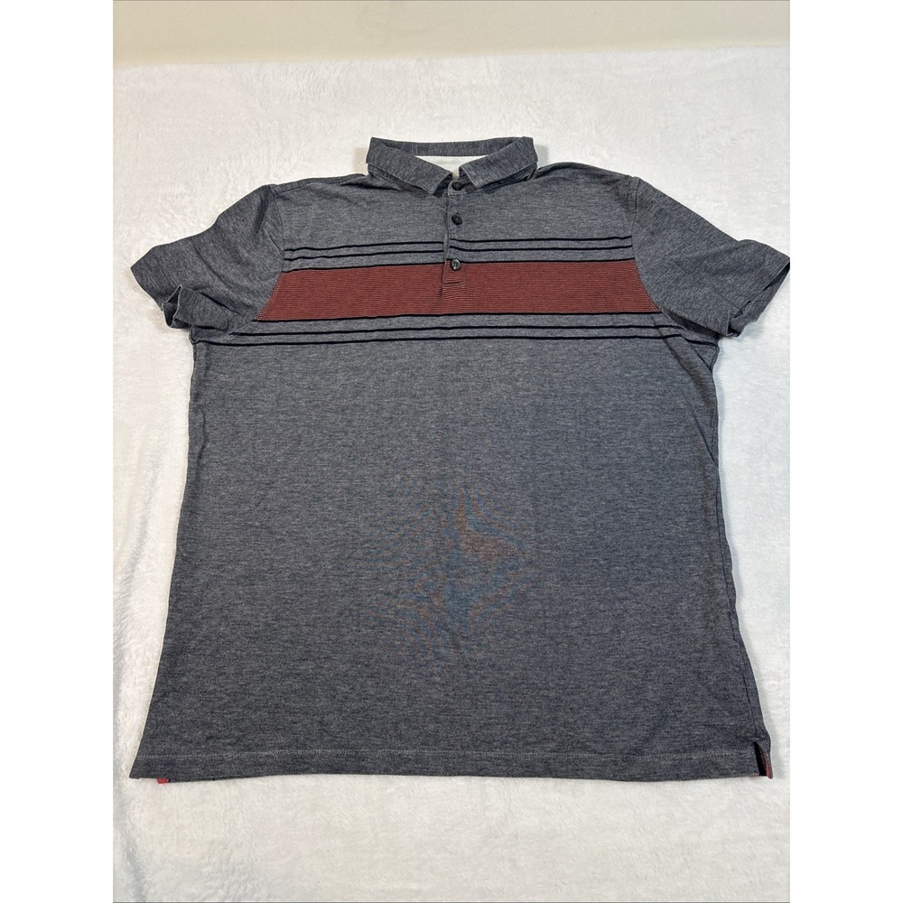 Banana Republic Performance Pique Polo Accent Stripe  Short Sleeve XL Grey‎